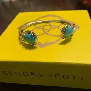 KENDRA SCOTT Andy Yellow Gold Plated Faceted Turquoise Cuff Bracelet
